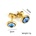 Blauwe Evil Eye oorknopjes van 18K verguld roestvrij staal met 8mm diameter - Oorknopjes (Paar)