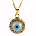 Halskette mit 18K vergoldetem Evil Eye Anhänger, blauem Auge und funkelnden Strasssteinen - Anhänger mit Halskette