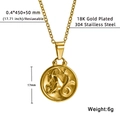 Détail du collier en acier inoxydable 304 plaqué or 18K avec pendentif 17mm et chaîne de 450mm - Capricorne