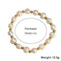 Detailed view of handmade baroque pearl bracelet with 16cm adjustable gold beads - White Pearl with Gold Beads
