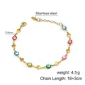 Detail of 18K gold-plated stainless steel evil eye bead bracelet with lobster clasp and tag - Heart Style (02-心形金色恶魔手链)