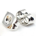 Pair of silver stainless steel butterfly earring backs with secure friction clasp design - 4.5*6mm / Bright Silver