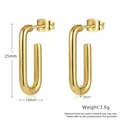 Gedetailleerde afmetingen van 25mm U-vormige vergulde roestvrijstalen oorringen - 18K goud / Gouden U-Vormige Stijl (XJ-YQ3-15)