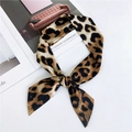 Classic brown leopard print skinny silk scarf tied as a bow for hair or handbag handles - Gold Leopard Yellow