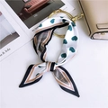 Green heart and houndstooth silk scarf tied to a gold ring accessory for bags - Green Heart