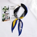 Sciarpa di seta moderna con motivo geometrico color-block nero, blu e giallo - Patchwork Giallo Grigio
