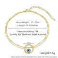 Detail van 18K goud vergulde gelaagde enkelband met een 16mm blauwe Evil Eye hanger - Gouden Evil Eye (XJ-JL01A)