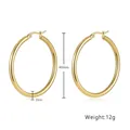 Poliert 40mm goldene Edelstahl Creolen mit 2mm Dicke für Damen im modernen Design - Mittlerer Stil (XJ-YQ3-4) / Gold