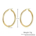 Goldene 51mm polierte Edelstahl-Creolen mit 3,5mm dickem Rundrohr für Frauen - Großer Stil (XJ-YQ3-4) / Gold