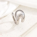 Anillo abierto ajustable de plata pulida con diseño fluido abstracto minimalista - Diseño de Flujo Líquido (jz095) / Color acero