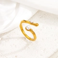 Anillo abierto en acero inoxidable chapado en oro 18k con perlas blancas dobles - Diseño de Lava de Doble Perla (jz083) / Dorado