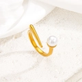 Minimalist 18k gold plated stainless steel open ring featuring a white pearl detail - Pearl Heart Style (jz082) / Gold