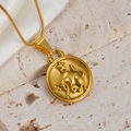 Collier Taureau en acier inoxydable plaqué or 18K avec pendentif étoile gaufré - Taureau