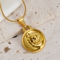 18K gold plated stainless steel Leo zodiac necklace featuring a 3D lion pendant - Leo