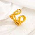 18k gold plated stainless steel multi-layer open ring with minimalist woven design - Interwoven Wrapped Style (jz078) / Gold