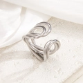 Modern multi-layer silver open ring with 18k plated finish on a white stone base - Interwoven Wrapped Style (jz078) / Silver