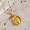 Golden Libra zodiac necklace with embossed round pendant and elegant snake chain - Libra