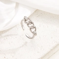 Adjustable silver finish ring featuring three interconnected twisted chain links - Triple Linked Ring Style (jz087) / Silver