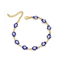 Goldenes Hamsa-Hand-Armband mit blauen Evil-Eye-Anhängern und verstellbarer Schließe - Blau