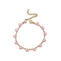 Bracciale portafortuna occhio del diavolo rosa a cuore con placcatura in oro - Rosa