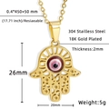 Collier Main de Fatma et Œil du Diable doré en acier inoxydable plaqué or 18 carats - Avec Collier / Or (Yeux Rouges)