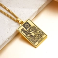 Gold Tarot Death card pendant on cuban chain necklace with black etched details - Death (Gold)