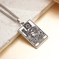 Silver stainless steel tarot card necklace featuring the Death XIII card on a cuban chain - Death (Steel)