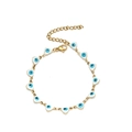 Bracelet œil maléfique doré avec cœurs en émail bleu et chaîne de réglage - Blanc