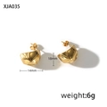Macro shot of 18mm golden irregular textured pea earrings with 3D geometric cut details - Stereo Geometric Cutting Style (XJA035) / Gold