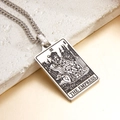 The Empress tarot card necklace in stainless steel with a black etched rope chain finish - The Empress (Steel)