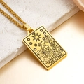Golden tarot necklace featuring the stars design on rectangular stainless steel pendant - The Stars (Gold)