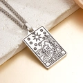 Silver stainless steel tarot necklace featuring The Stars pendant on a cuban chain - The Stars (Steel)