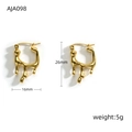 Detailed view of 26mm gold irregular knot earrings with liquid metal texture and dimensions - Liquid Metal Drip Style (XJA098)