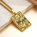 Golden tarot card necklace with The Sun pendant on a classic Cuban link chain - Sun (Gold)