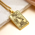 Golden tarot necklace featuring The Tower card pendant on a stylish gold link chain - The Tower (Gold)