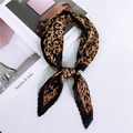 Elegant leopard print pleated square scarf in brown and black tones with silky finish - Pleated Leopard (Yellow Black)