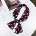 Elegant deep burgundy neck scarf with light blue polka dots in a knotted bow style - Wine Red Polka Dot