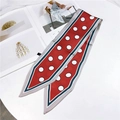 Polka dot silk scarf twilly in red and white with pointed ends for women handbags - Large Polka Dot Red