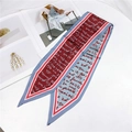 Long silk-like scarf with contrast red and blue lettering print and pointed ends - Letter Print Red Green