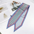 Sky blue twilly silk scarf with red polka dots and wine red borders for hair or bags - Circle Polka Dot Green Blue
