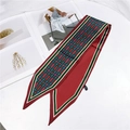 Red plaid silk scarf for women featuring Scottish tartan patterns and pointed ends - Colorful Grid Wine Red