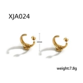 Fashionable 18K gold-plated C-shaped twisted knot hoop earrings in 22mm diameter size - Gold Twisted Style (XJA024) / 18K Gold