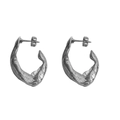 Irregular twisted earrings for women in a sleek silver-tone finish with textured metal surfaces - 18K Gold / Steel