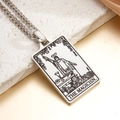 Silver stainless steel The Magician tarot card pendant on a stylish twist chain - The Magician (Steel)