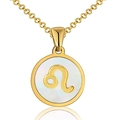 Collar signo Leo en acero inoxidable chapado en oro de 18K con nácar blanco - Leo / Blanco