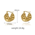 Detailed view of 18k gold irregular wrinkled texture hoop earrings for women - U-shaped Ear Buckle / Irregular Wrinkled Style - Gold