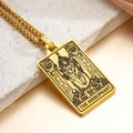Golden tarot card necklace with The Hierophant pendant and chunky twisted chain - The Hierophant (Gold)