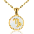 Collar Capricornio dorado con colgante de nácar blanco y acero inoxidable chapado en oro 18K - Capricornio / Blanco