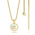 Collier signe Cancer en acier inoxydable plaqué or 18K avec nacre blanche ronde - Plaqué Or 18K / Rond-Cancer