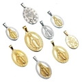 Religious Guadalupe 18K gold and silver stainless steel oval pendant necklace variety - Gold (Pendant Only) 2*3